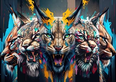 Colorful Lynx Collage