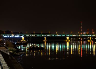 Warsaw bridge by night