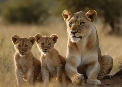 Lioness With Cubs