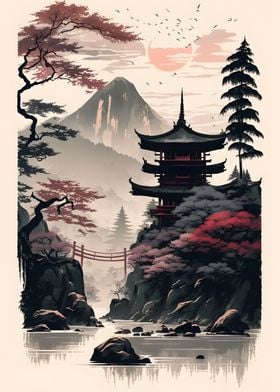 'Japanese Landscape 5' Poster by 1x Merch | Displate
