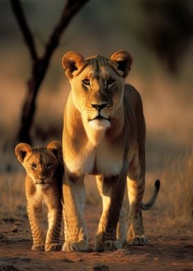 Lioness With Cub