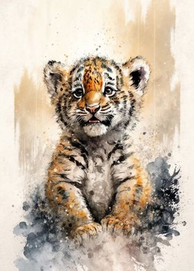 Tiger Watersketch Drawing