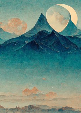 Moon and Mountain Poster