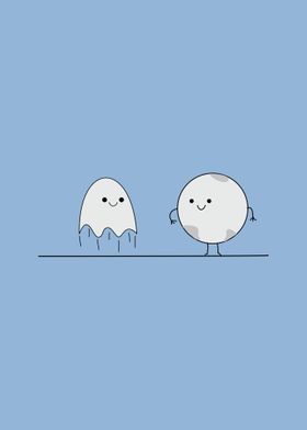 Ghost and Moon Cute