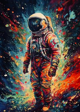 Astronaut Colorful paint 2