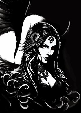 Adorable Dark Angel Lady