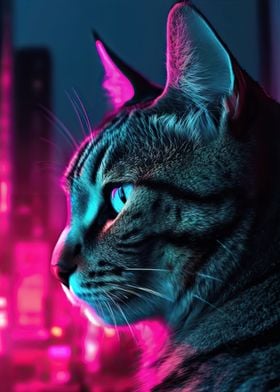 Synthwave Cat Portrait