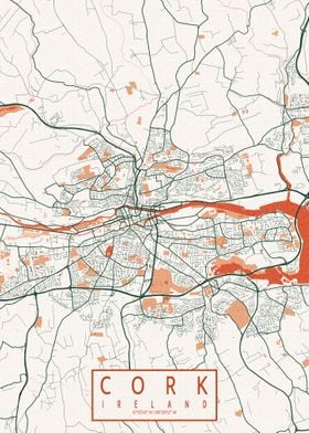 Cork Map Ireland Bohemian