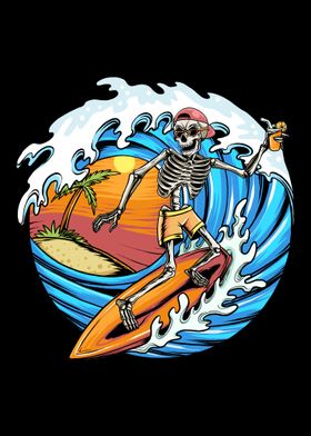 Skull summer surfing