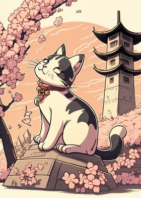 Cat Cherry Blossoms