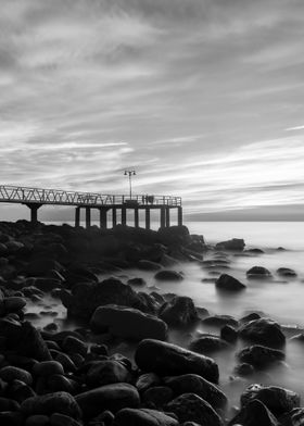 Black and white sea ocean