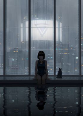 Anime Girl Swimming Alone