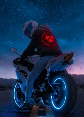 Man Motorcycle With Dark