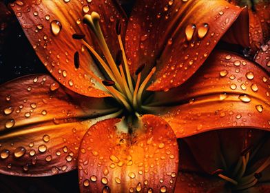 Dewy orchid flowers