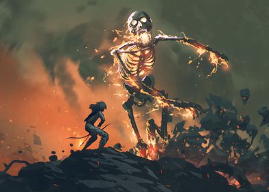 flaming skeleton