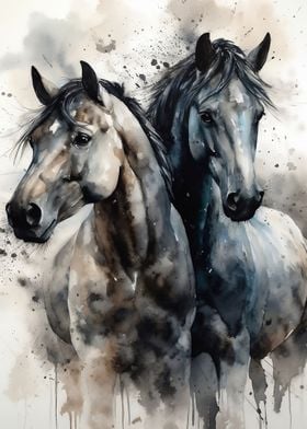 Horses Watercolor