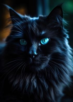 Blue eyed black cat