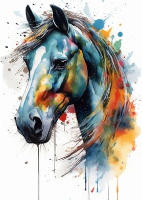 Colorful Horse Watercolor