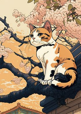 Cat Cherry Blossoms