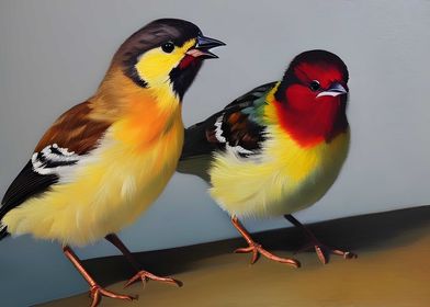 Two baby birds standing