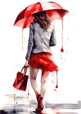 Girl with a red umbrella 