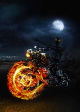 Motorcycle With Fire