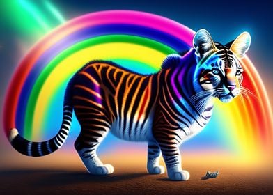 Rainbow Neon Cat