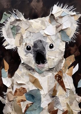 Koala Portrait Torn Paper