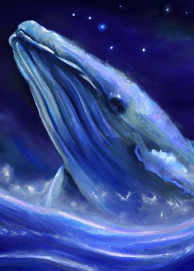 Big Blue Whale at Night