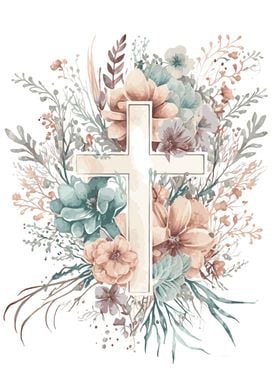 Flower Bouquet Bible Cross