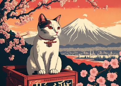 Cat Cherry Blossoms