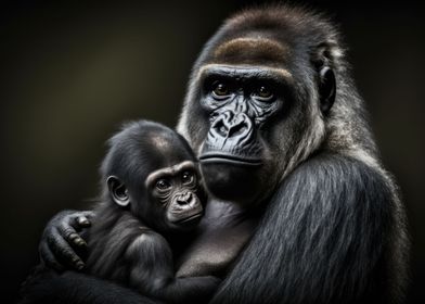 Gorilla with cub