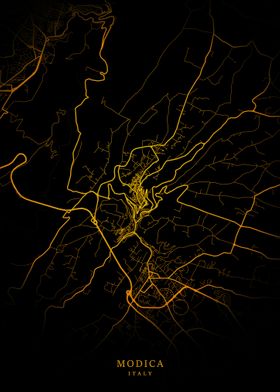 Modica City Map Gold