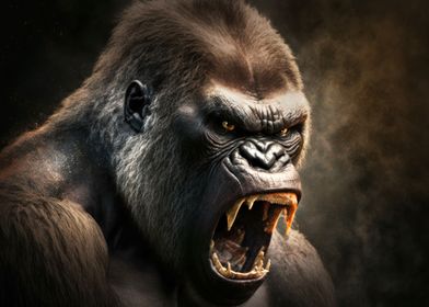Portrait angry gorilla