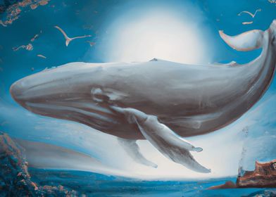 Deep Sea Blue Whale Swim