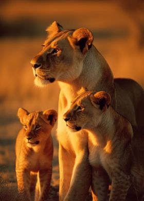 Lioness With Cubs