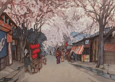 Ukiyo e Avenue of Cherry 