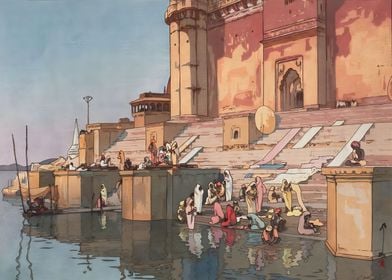 Ukiyo e Ghat in Benares