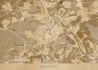 Sepia map of Stuttgart