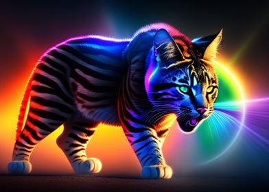 Cat Poster Neon Colors