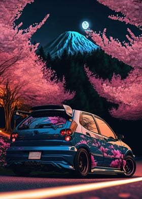 car cherry blossom japan 