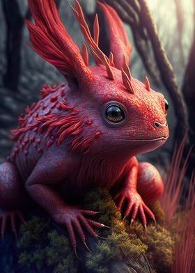 Fantasy red lizard