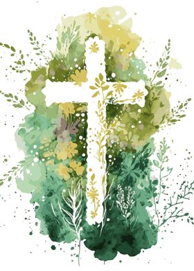 Spring Flower Cross Art