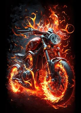 Motorcycle With Fire