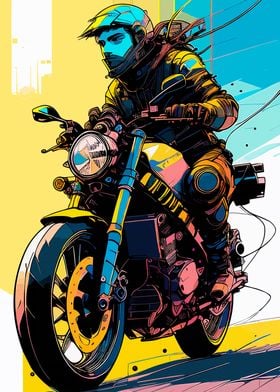 A Man Rides A Motorcycle