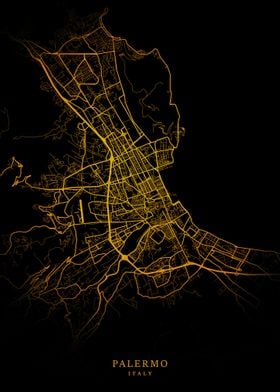 Palermo City Map Gold