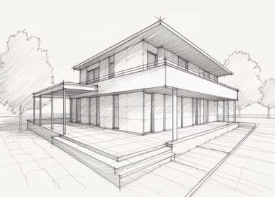 Pencil Drawing Villa