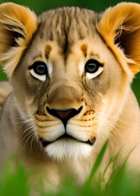 Lion laying in the grass
