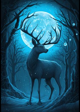 deer moonlight vintage
