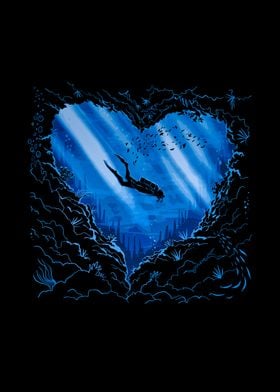 Scuba Diver Heart Design